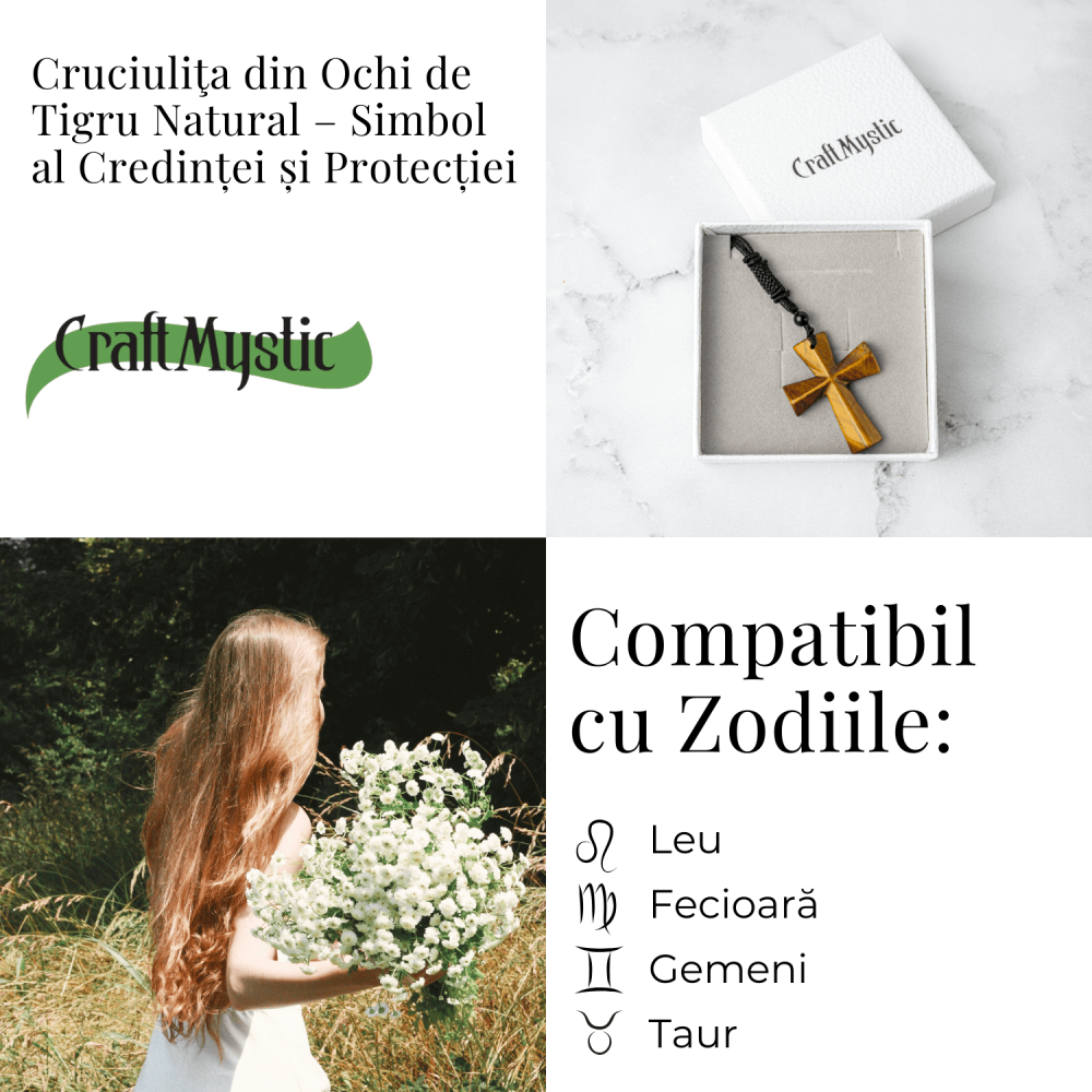 Putere si Protectie – Colier Cruce din Ochi de Tigru Natural [5]