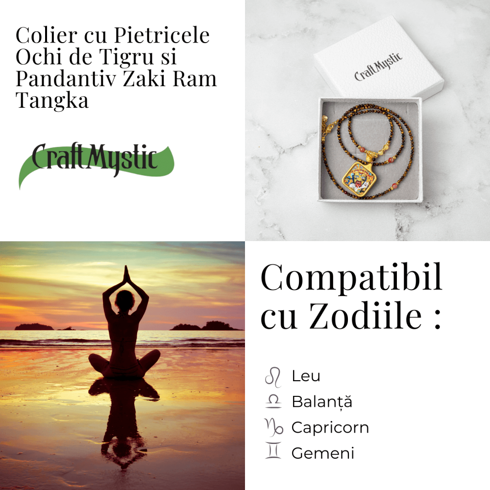 Putere si Protectie – Colier Zaki Ram Tangka cu Ochi de Tigru Natural [5]