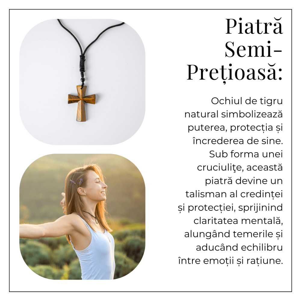 Putere si Protectie – Colier Cruce din Ochi de Tigru Natural [6]