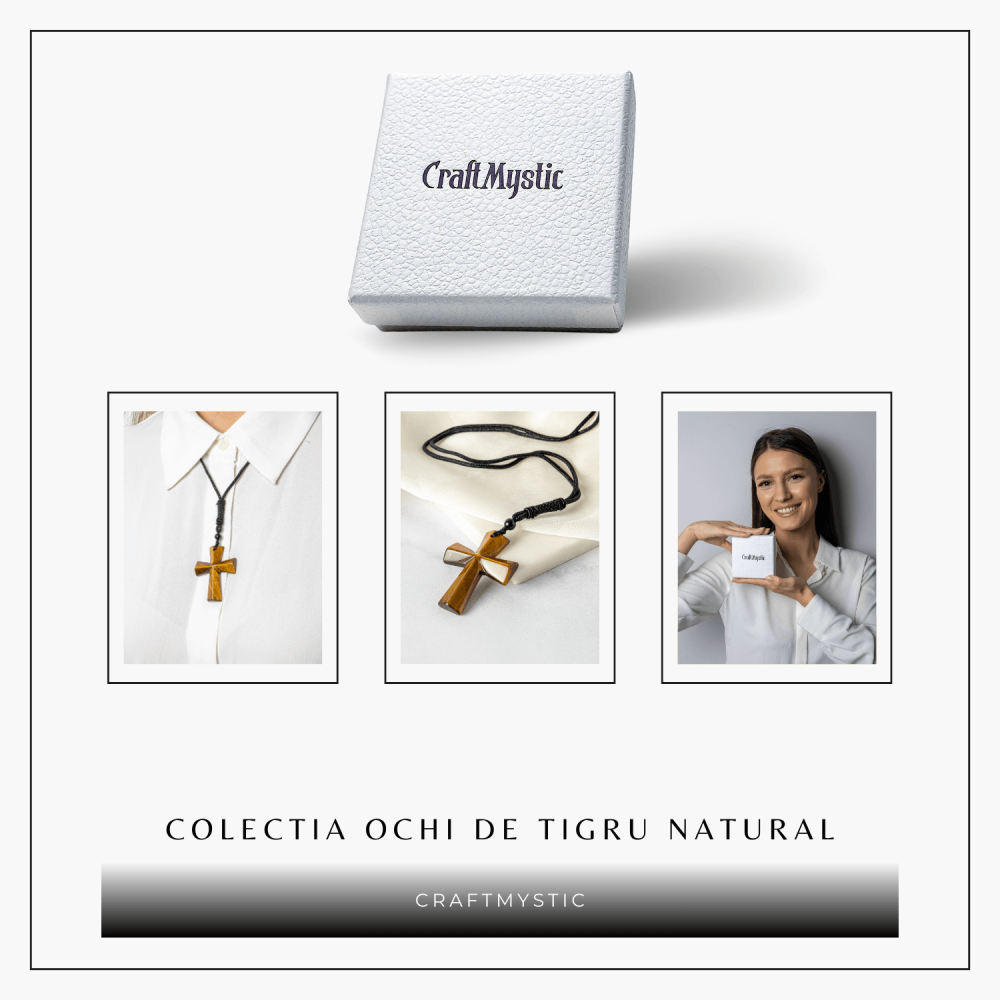 Putere si Protectie – Colier Cruce din Ochi de Tigru Natural [8]