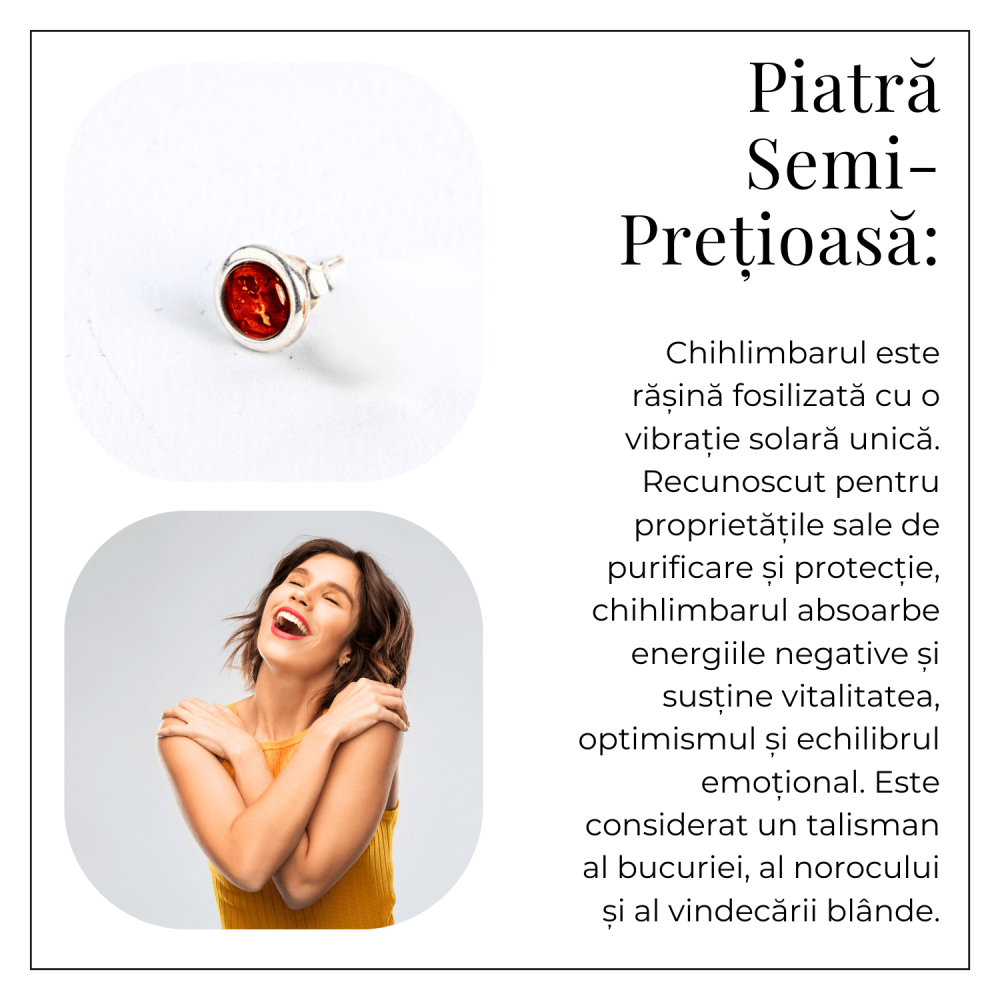 Cercei Clasici cu Chihlimbar Autentic si Montura Fina din Argint 925 [5]