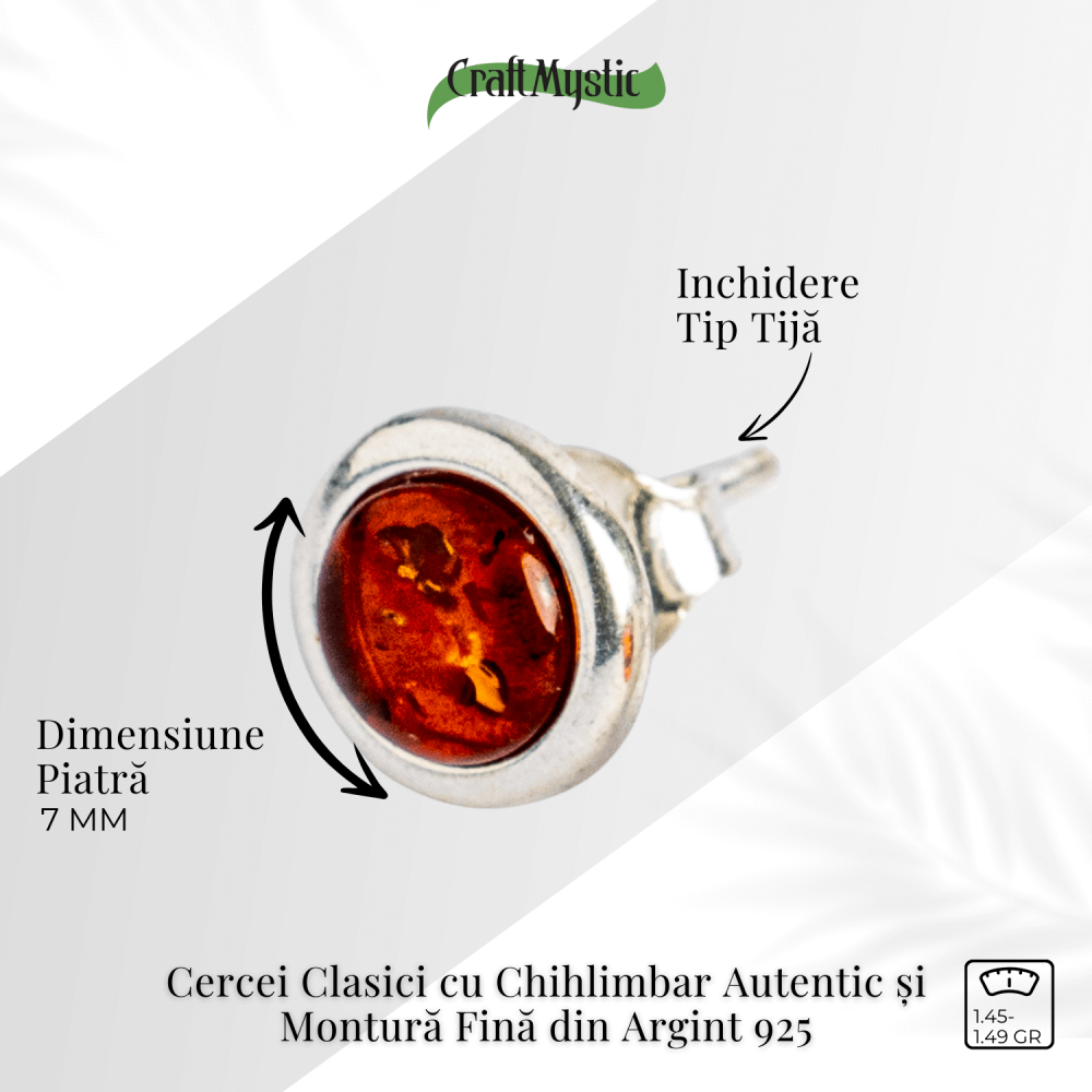 Cercei Clasici cu Chihlimbar Autentic si Montura Fina din Argint 925 [3]