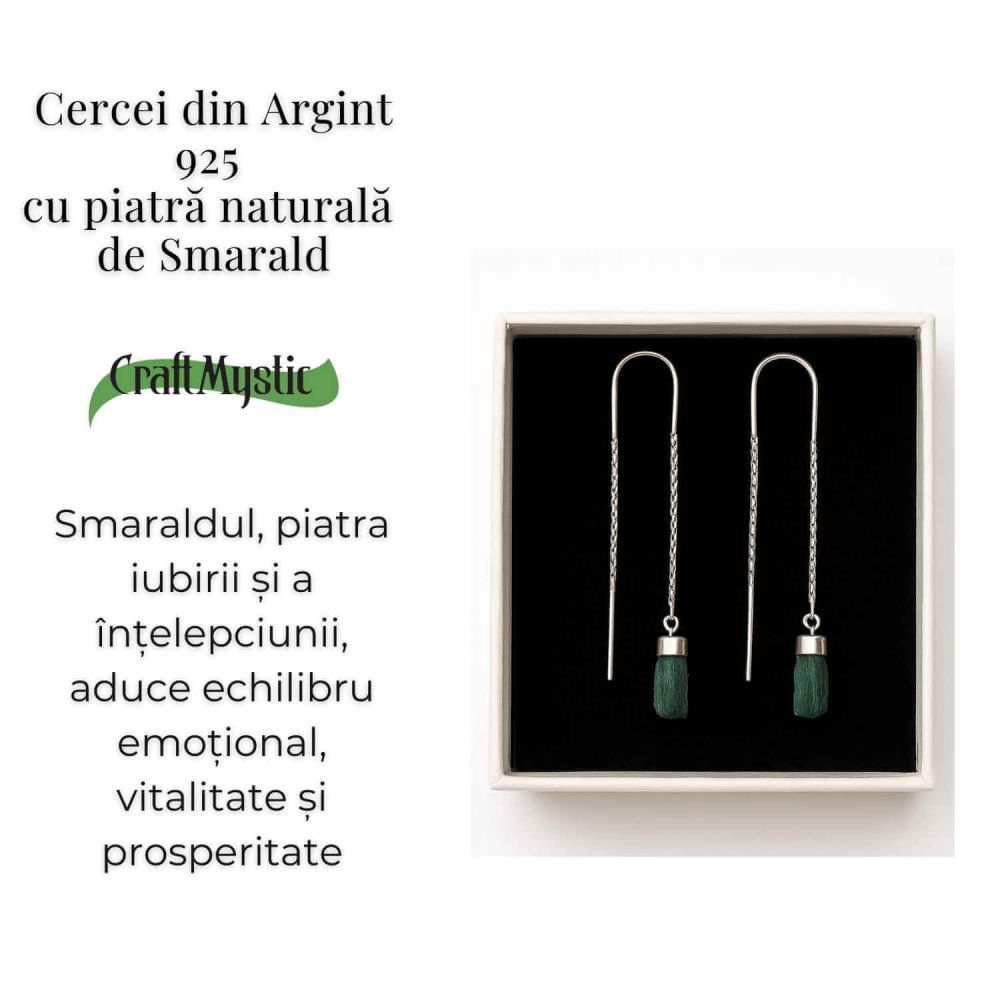 Energie si Eleganta Zilnica – Cercei din Argint 925 cu Smarald Brut Natural [4]