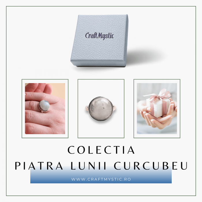 Inel Argintiu Ajustabil cu Piatra Lunii Curcubeu [8]