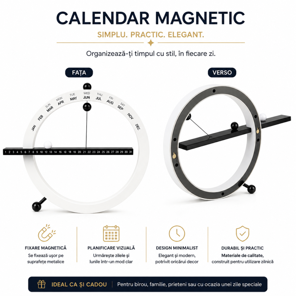 Calendar Magnetic Cerc Perpetuu – Organizare Eleganta si Planificare Vizuala Zilnica [4]