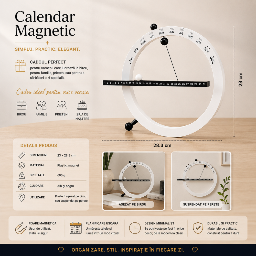 Calendar Magnetic Cerc Perpetuu – Organizare Eleganta si Planificare Vizuala Zilnica [6]