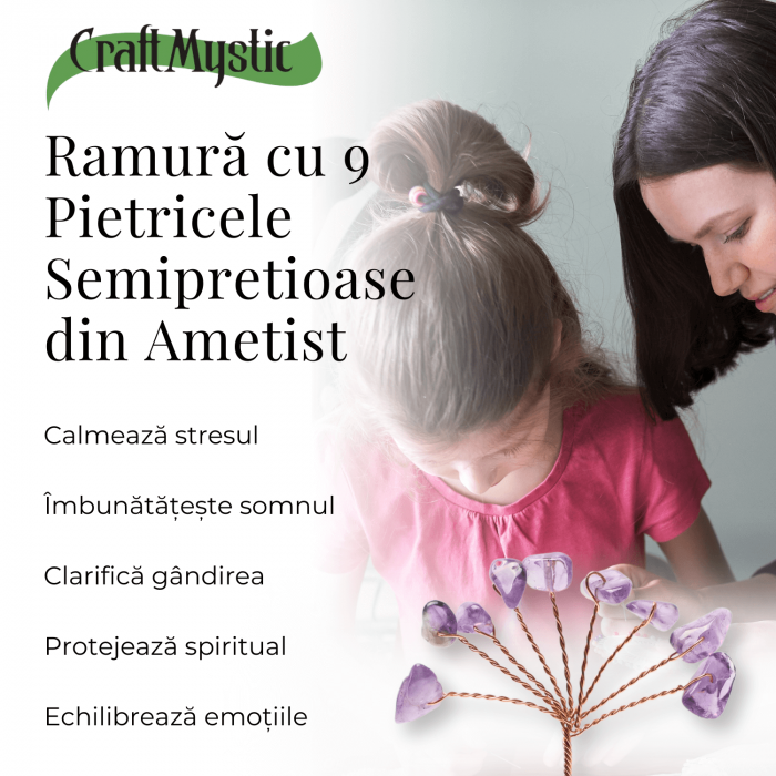 Ramurica DIY din Pietre Naturale Ametist (9 Pietricele) [10]