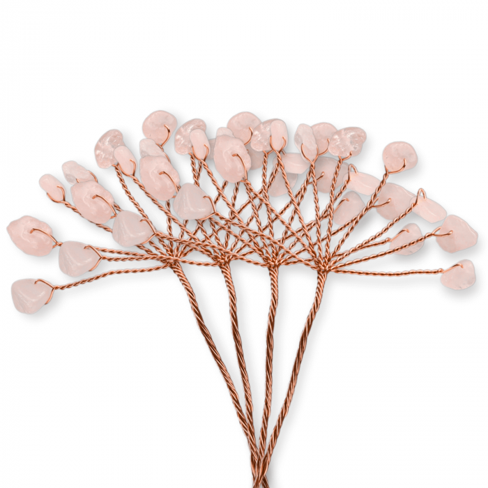 Ramurica Decorativa DIY cu Pietre Naturale Cuart Roz (9 Pietricele) [8]