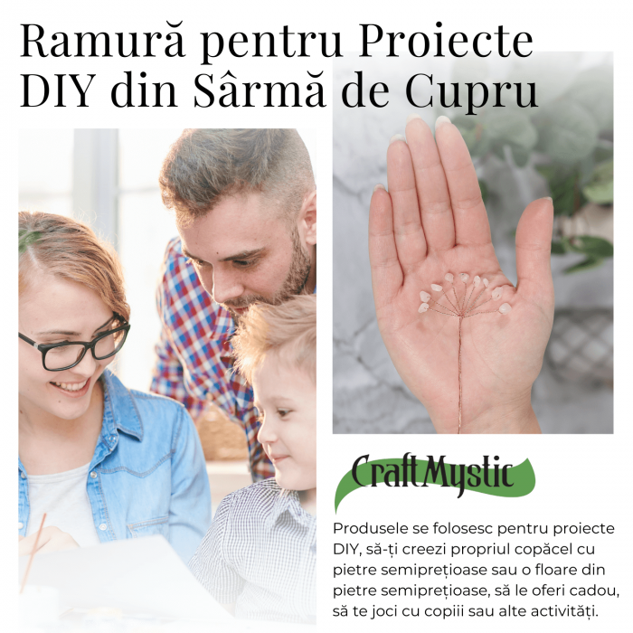 Ramurica Decorativa DIY cu Pietre Naturale Cuart Roz (9 Pietricele) [5]