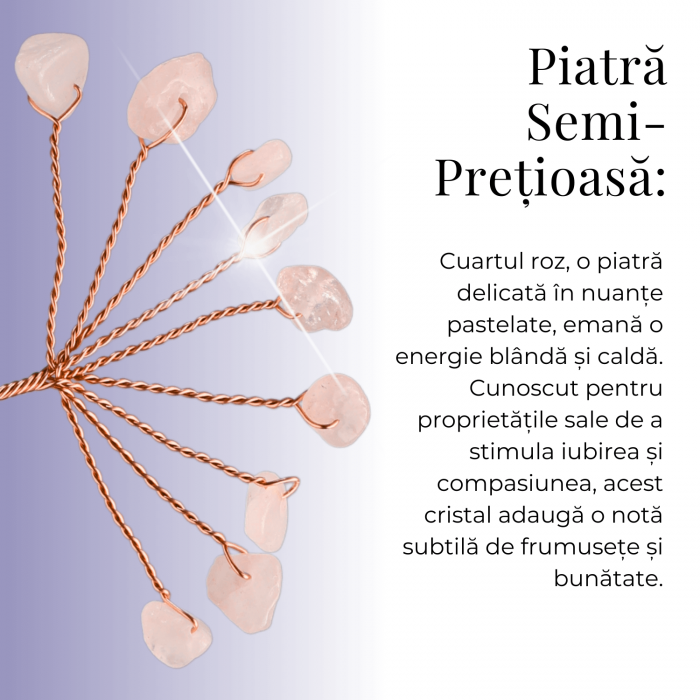 Ramurica Decorativa DIY cu Pietre Naturale Cuart Roz (9 Pietricele) [2]