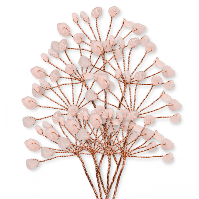 Ramurica Decorativa DIY cu Pietre Naturale Cuart Roz (9 Pietricele) [9]