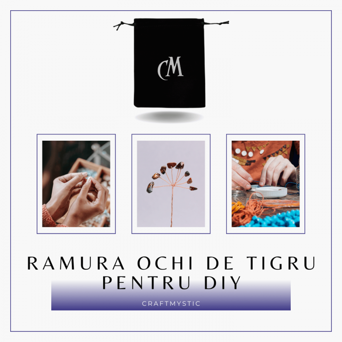 Ramurica Decorativă DIY cu Pietre Naturale Ochi de Tigru (9 Pietricele) [8]