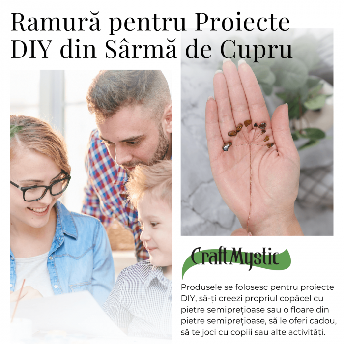 Ramurica Decorativă DIY cu Pietre Naturale Ochi de Tigru (9 Pietricele) [5]