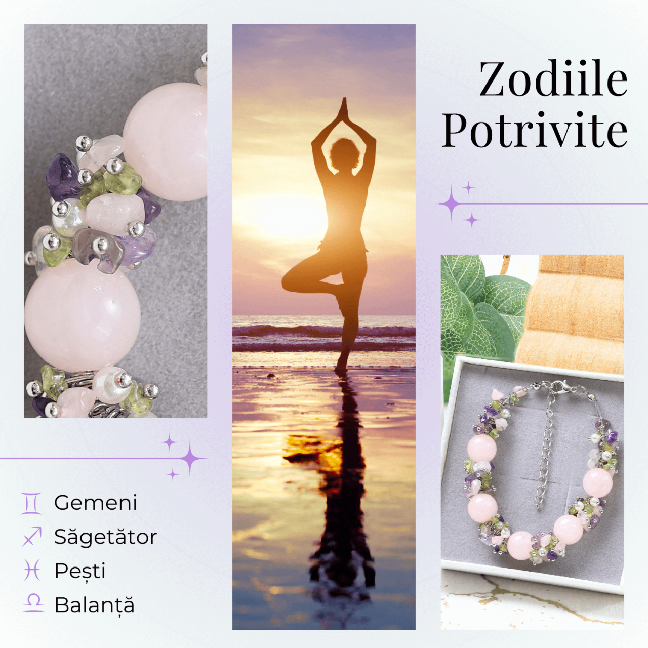 Bratara Ajustabila Cuart Roz 12mm si Pietre Mixte pentru Vindecare [7]