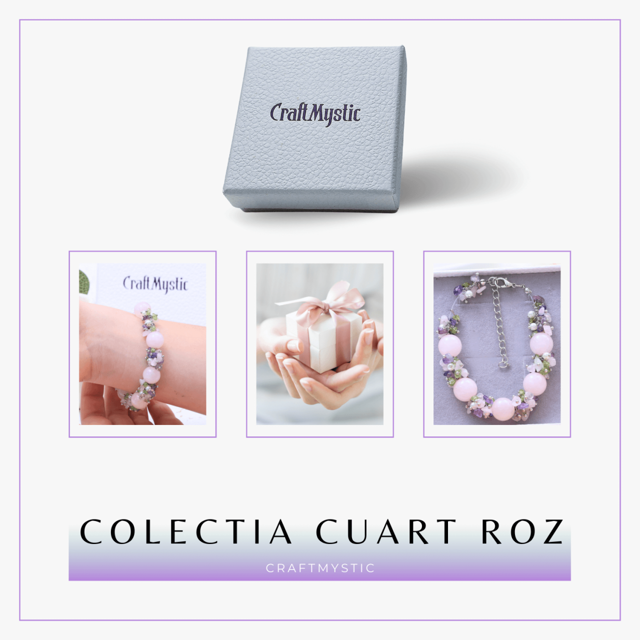 Bratara Ajustabila Cuart Roz 12mm si Pietre Mixte pentru Vindecare [6]