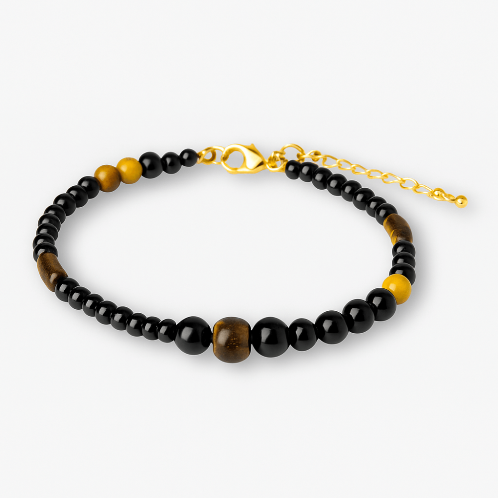 Scut Energetic – Bratara cu Agat Negru, Obsidian si Ochi de Tigru [10]