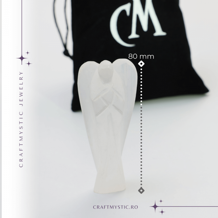 Inger de 80mm Sculptat Manual din Piatra Naturala de Selenit [2]