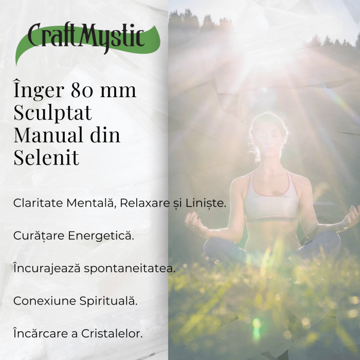Inger de 80mm Sculptat Manual din Piatra Naturala de Selenit [5]