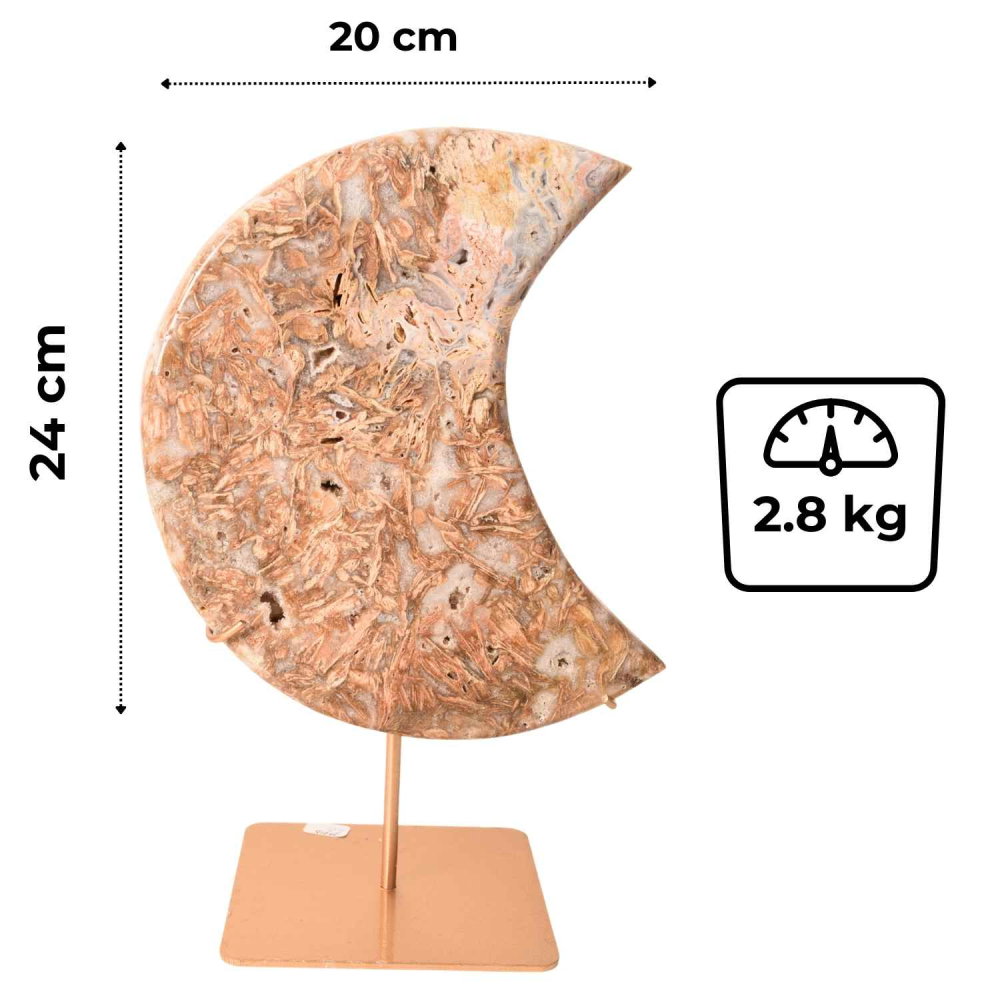 Semiluna decorativa din Agat natural cu incluziuni fibroase – sculptata manual in Brazilia [3]