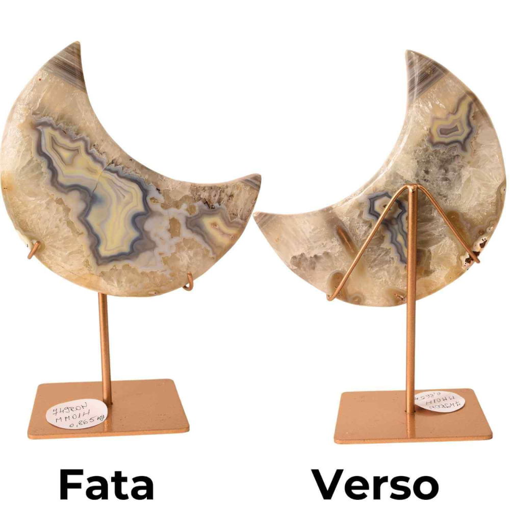 Semiluna decorativa din Agat crem-roz natural – sculptata manual, Brazilia 0.86 kg [2]