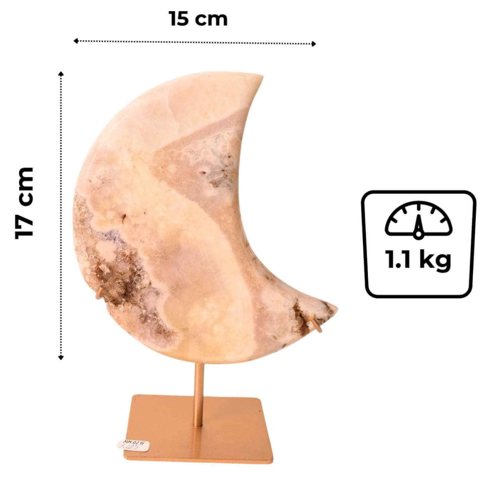 Semiluna decorativa din Agat crem-roz natural – sculptata manual in Brazilia 1.1 kg [3]