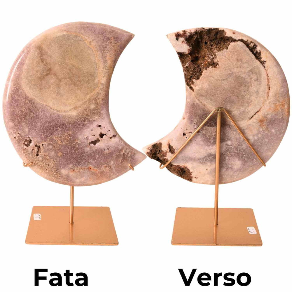 Semiluna decorativa din Agat roz-liliachiu natural – sculptata manual in Brazilia [2]