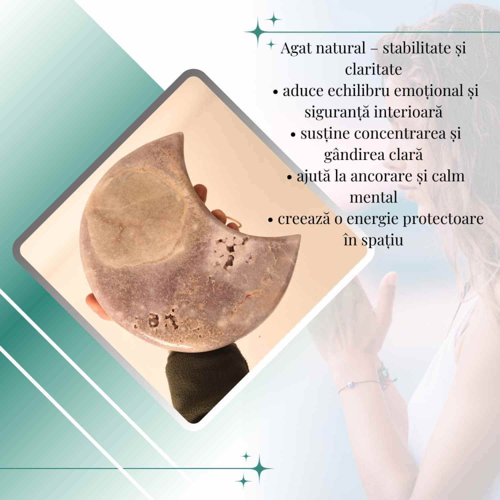 Semiluna decorativa din Agat roz-liliachiu natural – sculptata manual in Brazilia [5]