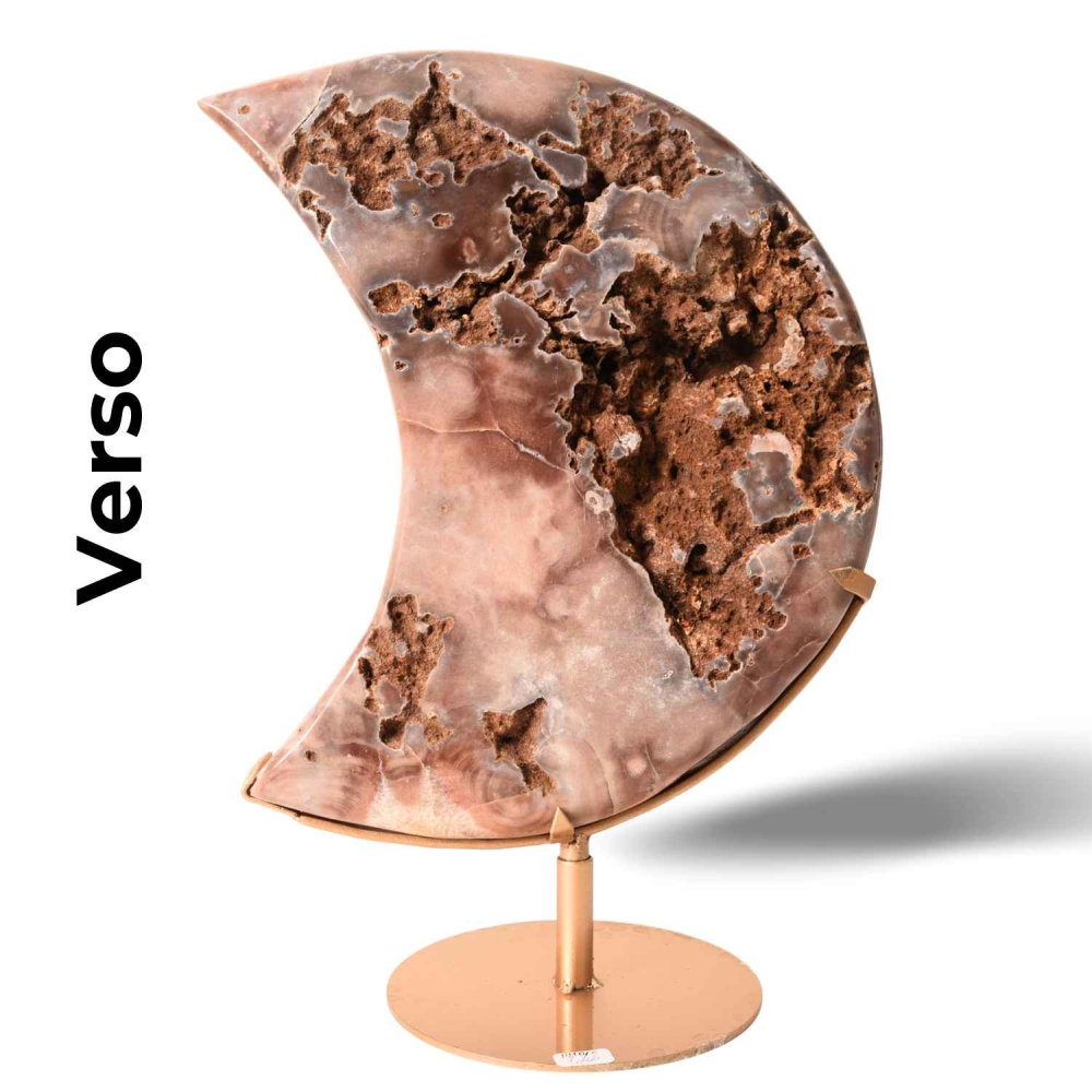 Semiluna Pink Amethyst – Agat roz natural cu cuart si calcedonie, piesa statement din Brazilia [3]