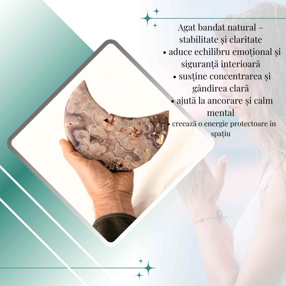 Semiluna din Agat Liliachiu Natural | Piesa Unicat Brazilia [5]