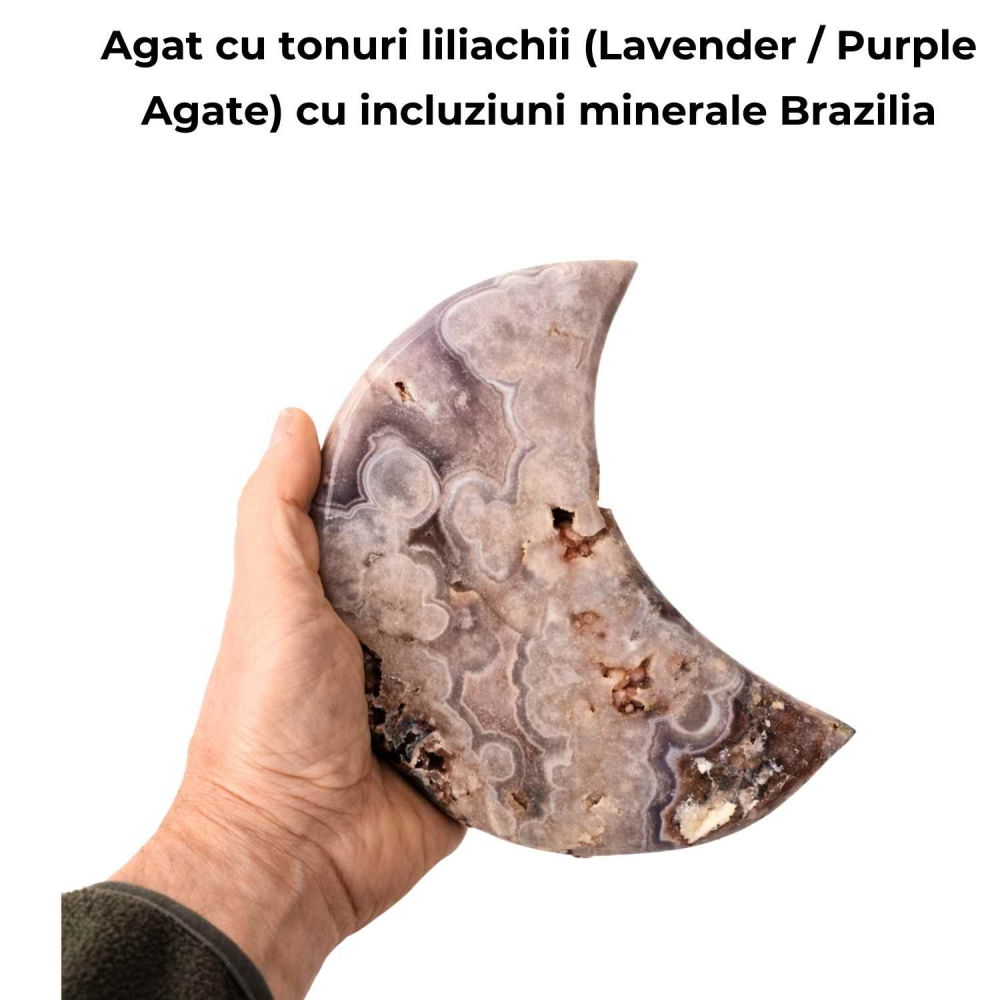 Semiluna din Agat Liliachiu Natural | Piesa Unicat Brazilia [4]