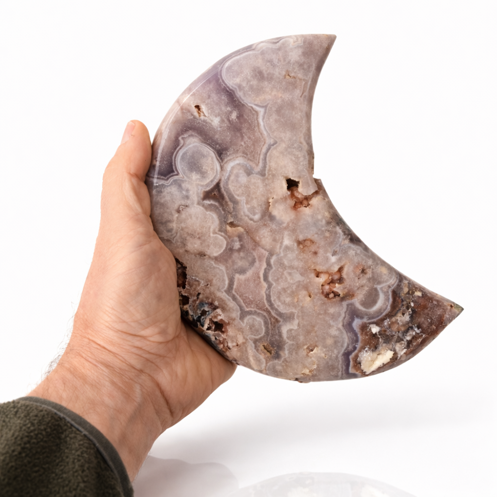 Semiluna din Agat Liliachiu Natural | Piesa Unicat Brazilia [6]