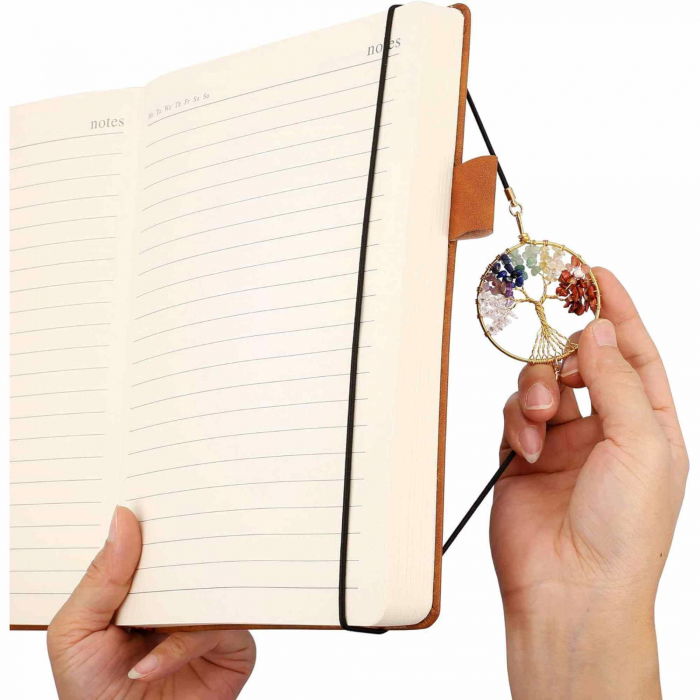 Semn de Carte Elastic cu Pandantiv Chakra 'Arborele Vietii' Companion de Lectura Ideal pentru Copii si Femei [3]