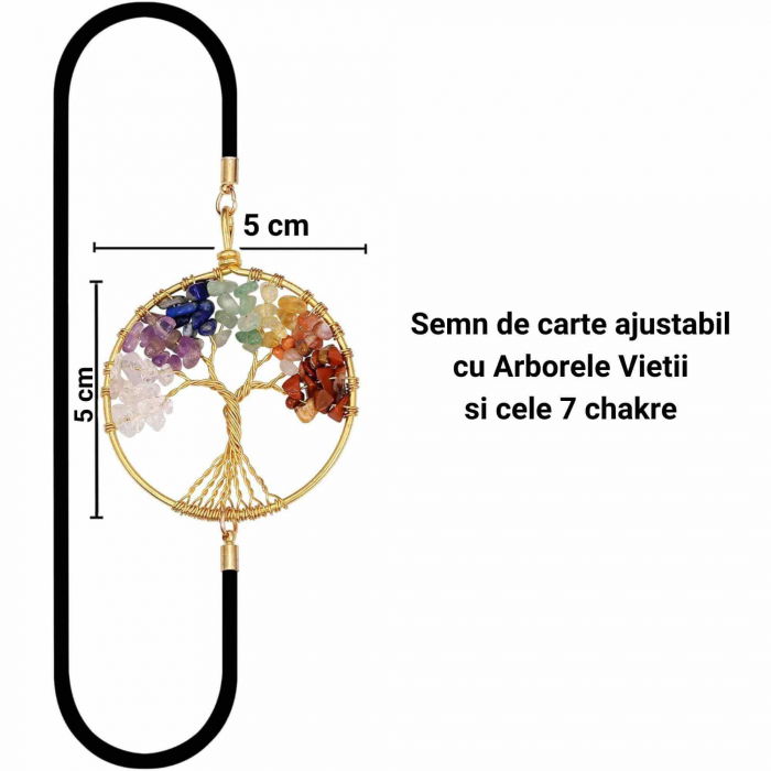 Semn de Carte Elastic cu Pandantiv Chakra 'Arborele Vietii' Companion de Lectura Ideal pentru Copii si Femei [2]