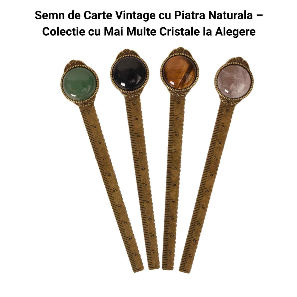 Semn de Carte Elegant cu Piatra Naturala de Aventurin Verde si Alama [6]