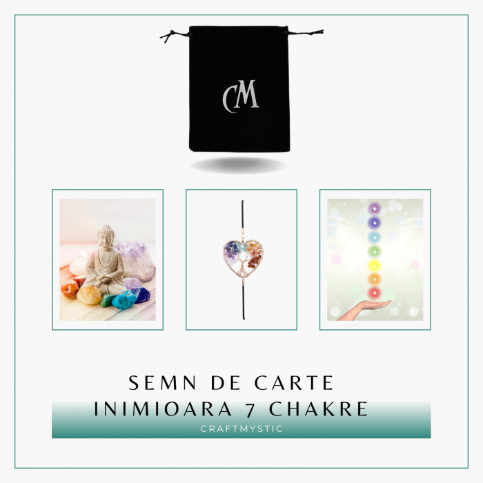 Semn de Carte Elastic cu Cristale Chakra - Forma Inima, Metal Vintage [8]