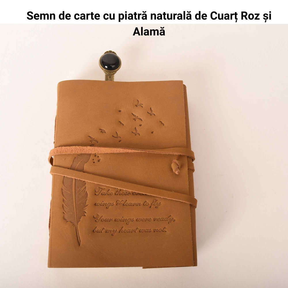 Semn de Carte Elegant cu Piatra Naturala de Obsidian si Alama [2]