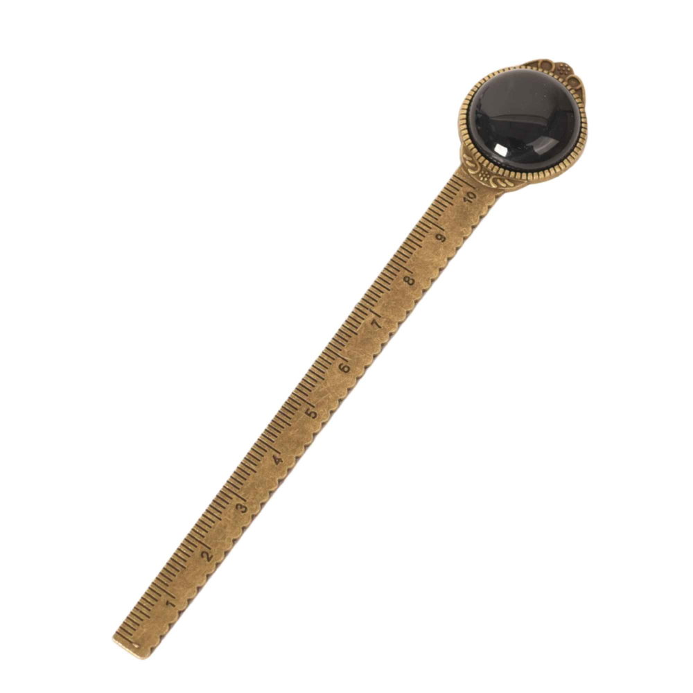 Semn de Carte Elegant cu Piatra Naturala de Obsidian si Alama [1]