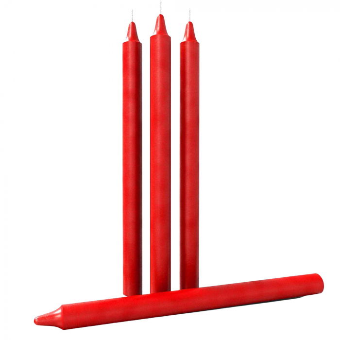 Set 4 Lumanari rosii conice de 25 cm - Lumanari conice fara picurare si fara parfum - Perfecte ca lumanari pentru cina, ocazii speciale [6]