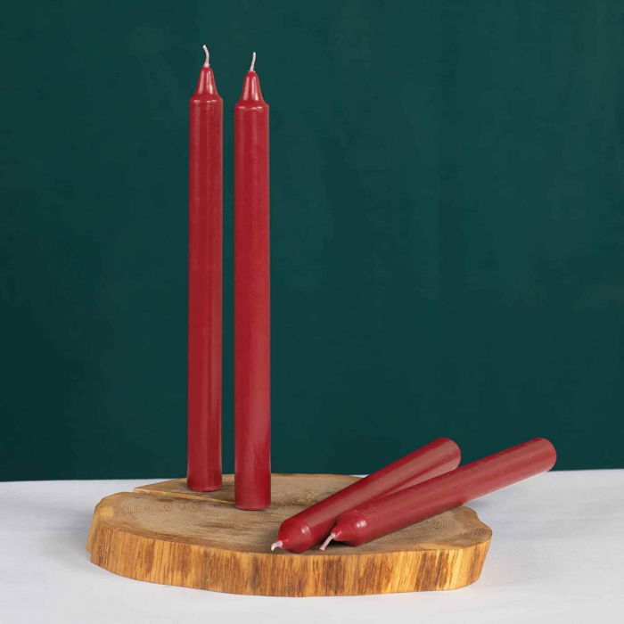 Set 4 Lumanari rosii conice de 25 cm - Lumanari conice fara picurare si fara parfum - Perfecte ca lumanari pentru cina, ocazii speciale [5]