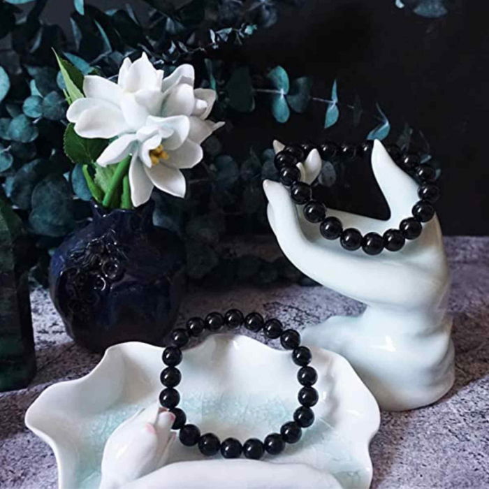 Set 2 bratari din turmalina neagra cu margele de 6 si 8 mm Aduce noroc, pace si dragoste, cadou Feng Shui pentru prieteni, familie [5]