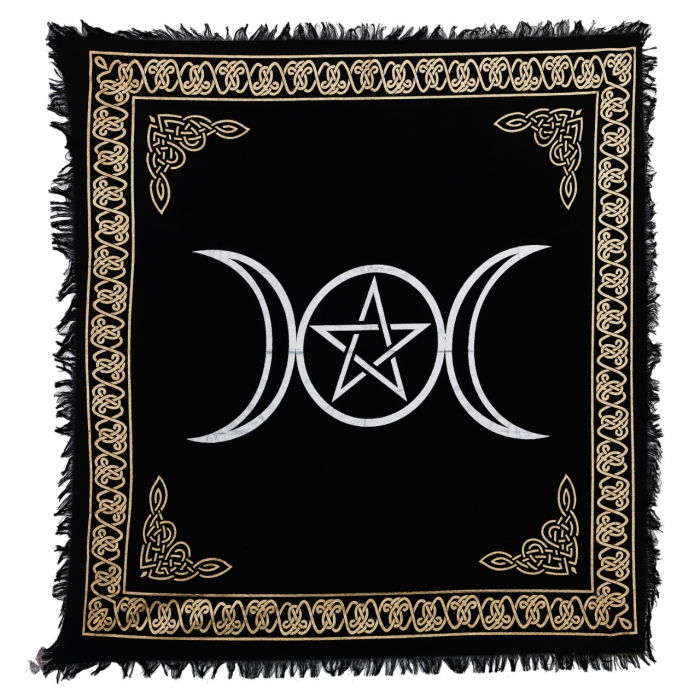 Panza Sacra pentru altar magic - Design Pentagrama Triple Moon - Vrajitorie Tarot Wiccani Spiritualitate [2]