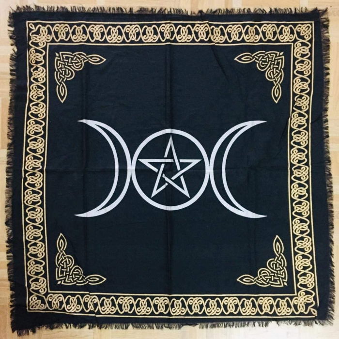 Panza Sacra pentru altar magic - Design Pentagrama Triple Moon - Vrajitorie Tarot Wiccani Spiritualitate [3]