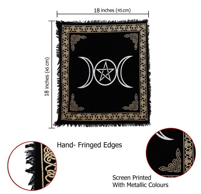 Panza Sacra pentru altar magic - Design Pentagrama Triple Moon - Vrajitorie Tarot Wiccani Spiritualitate [4]