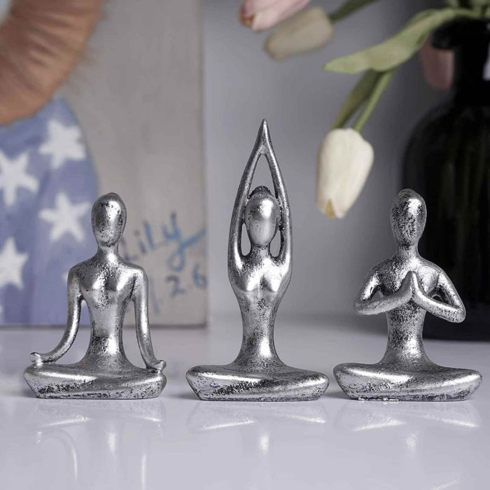 Set 3 statuete sculptate pentru meditatie Yoga - Decor Feng Shui, ideale pentru o stare de liniste si relaxare [4]