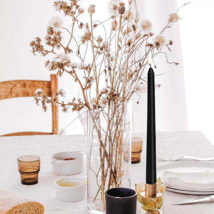 Set 4 Lumanari negre conice de 25 cm - Lumanari fara picurare si fara parfum - Perfecte ca lumanari pentru decor, ocazii speciale [4]