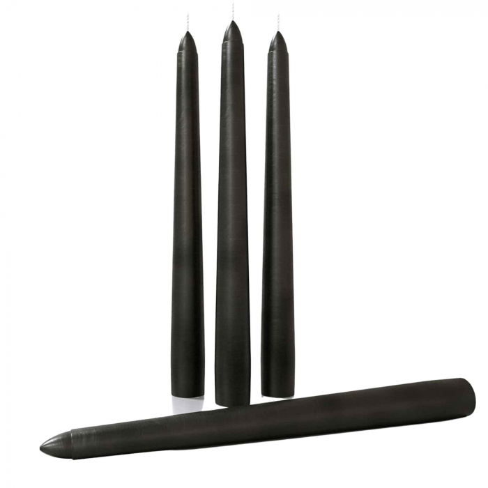 Set 4 Lumanari negre conice de 25 cm - Lumanari fara picurare si fara parfum - Perfecte ca lumanari pentru decor, ocazii speciale [1]