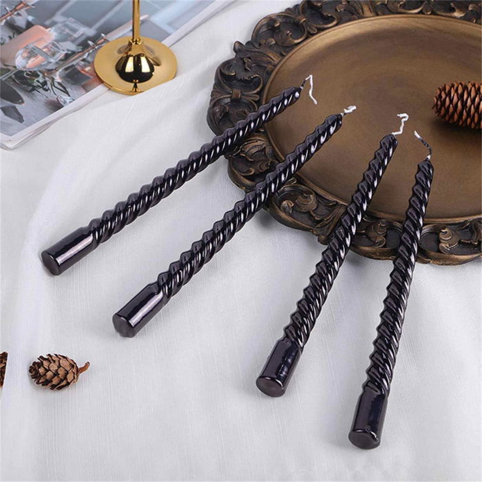 Set 4 Lumanari negre spirala de 25 cm - Lumanari  fara picurare si fara parfum - Perfecte ca lumanari pentru cina, ocazii speciale [6]