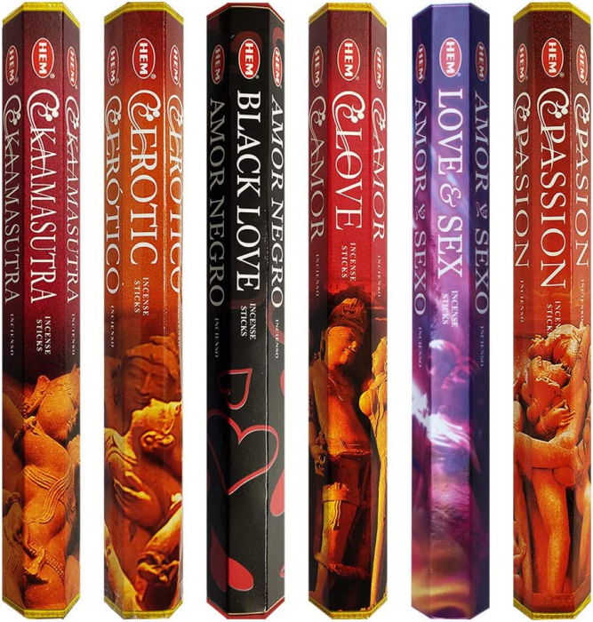 Set 6 pachete mix betisoare parfumate cu cele mai apreciate 6 parfumuri HEM cu tematica dragoste +  suport pentru betisoare [3]