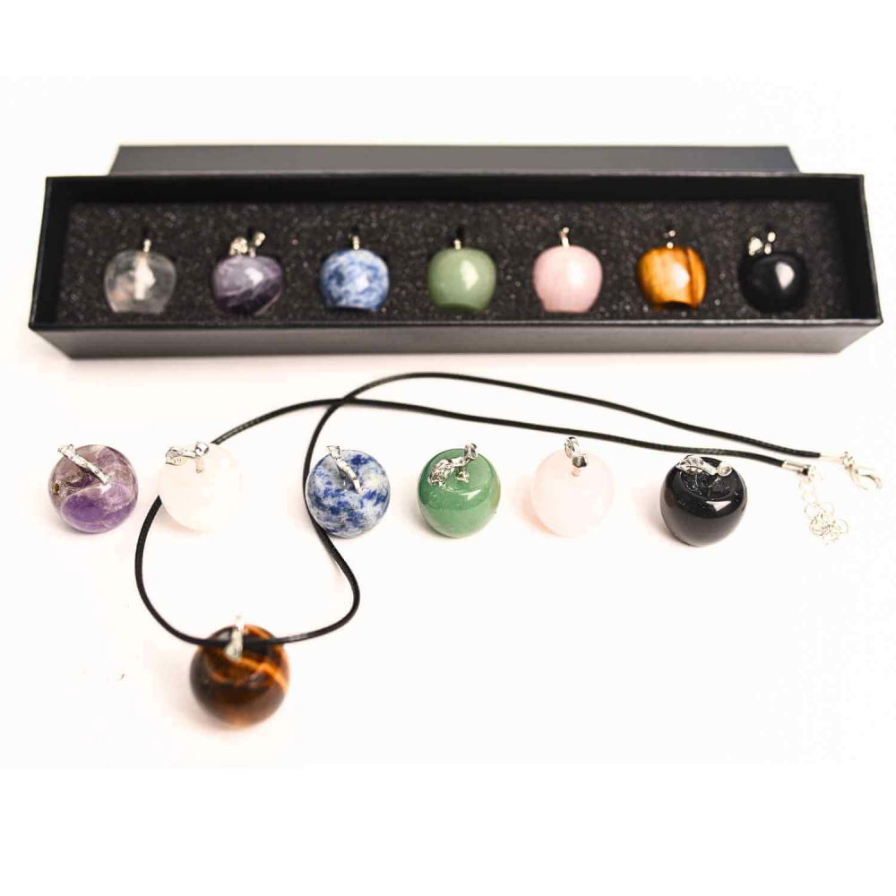 Set 7 mere din cristale naturale vindecatoare si pietre semipretioase Merele simbolizeaza pace, siguranta, sanatate si longevitate - pentru meditatie, spiritualitate, decor Feng Shui [1]