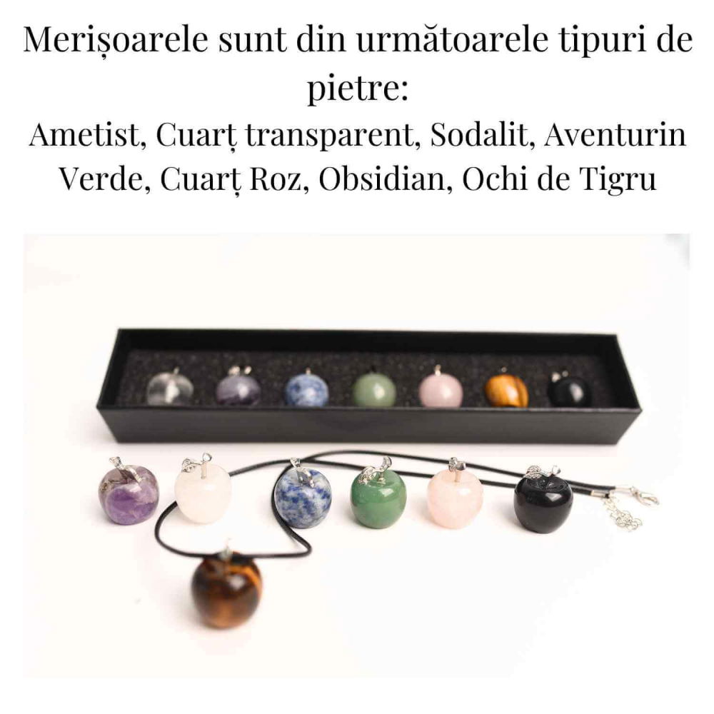 Set 7 mere din cristale naturale vindecatoare si pietre semipretioase Merele simbolizeaza pace, siguranta, sanatate si longevitate - pentru meditatie, spiritualitate, decor Feng Shui [4]